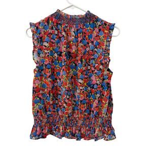 J. Crew Womens Sleeveless Mockneck Top in Watercolor Floral Print Size 4 Smocked
